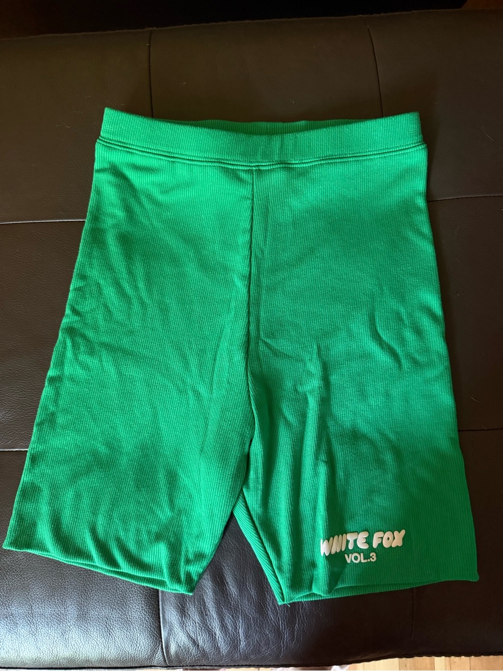 Women’s White Fox Boutique High rise Green Ribbed Athletic Bike Shorts size XS